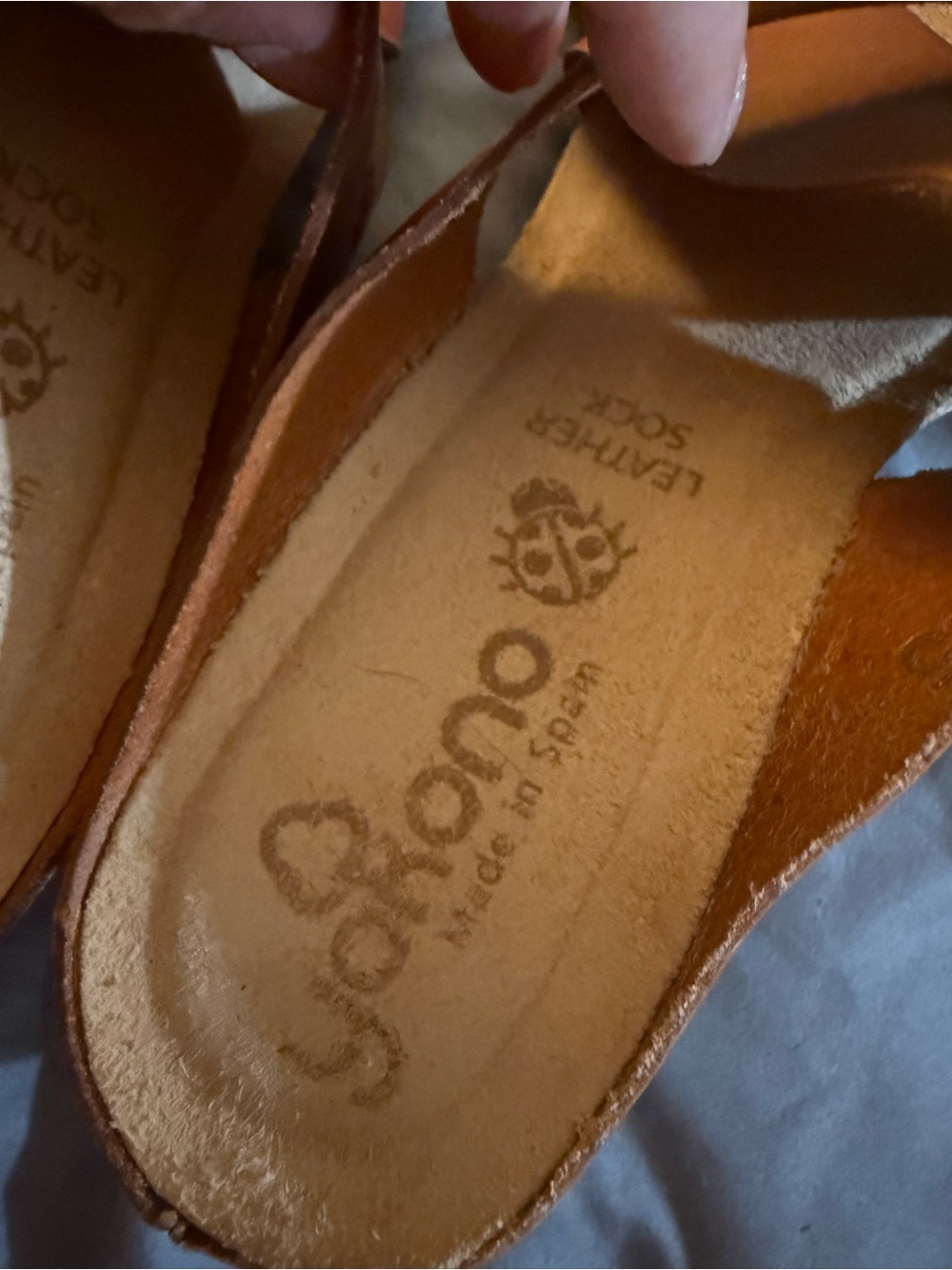 Yokono Leather Crossband Slide Sandals in Cognac - Picture 9 of 9